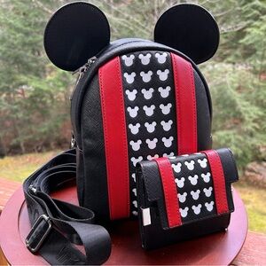 Loungefly Mickey Convertible Backpack & Wallet Set | Crossbody or Mini Park Pack
